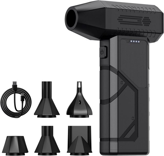 Dépoussiéreur à air comprimé, 130 000 tr/min, sans fil, 3 vitesses réglables, rechargeable pour clavier PC, ordinateur portable, intérieur de voiture et nettoyage de la poussière de la maison