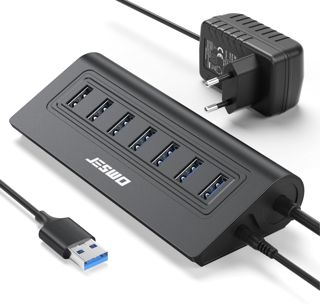 Hub USB Alimenté,Jeswo 7 Port Aluminium Hub USB 3.0 avec 5V/4A Alimentation