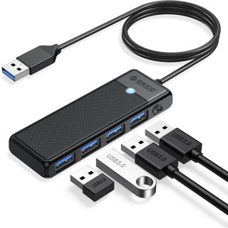 ORICO USB Hub 3.0, 4 Ports Distributeur USB avec Câble Long de 100CM, Ultra Slim Type A Data Hub 5Gbps, Adaptateur Multiport pour MacBook, Disque Dur Mobile, Surface Pro, XPS, PS4/PS5, PC