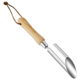 Plantoir à Bulbes, Plantoir à Main, Planteur de Bulbes en Acier Inoxydable avec Manche en Bois, Conception Angulaire, Coupe Facilement dans le Sol