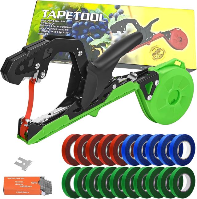 Machine à Nouer Les Plantes Branches Plantes tuteur Tomate cerclage Machine Outil Jardinage Plante liée Outils Jardinage avec 20 Rouleaux Ruban Adhésif pour Jardin Fruits Légumes Fleurs Tomates Vigne