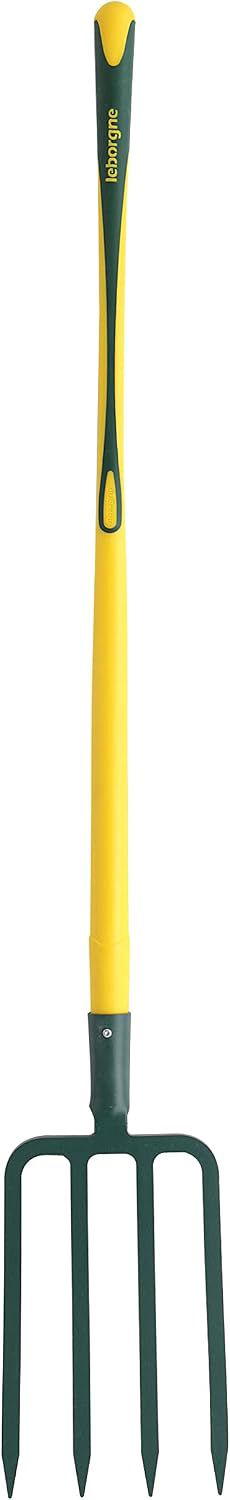 Leborgne, Fourche à Bêcher à Douille 4 dents 8 Mm, Manche Tri-Matière Novagrip Pomme, Tête En Acier Forgé et Trempé, Idéale Pour Sols Durs, Outillage de Jardinage, Assemblée En France