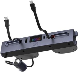Hub USB rétractable 125 W pour Tesla Model Y 2025 2026 en alliage d'aluminium USB C pour Model Y Charge rapide 3 ports avec câbles rétractables pour Y 45 W + 45 W Double hub pour console Tesla Model Y