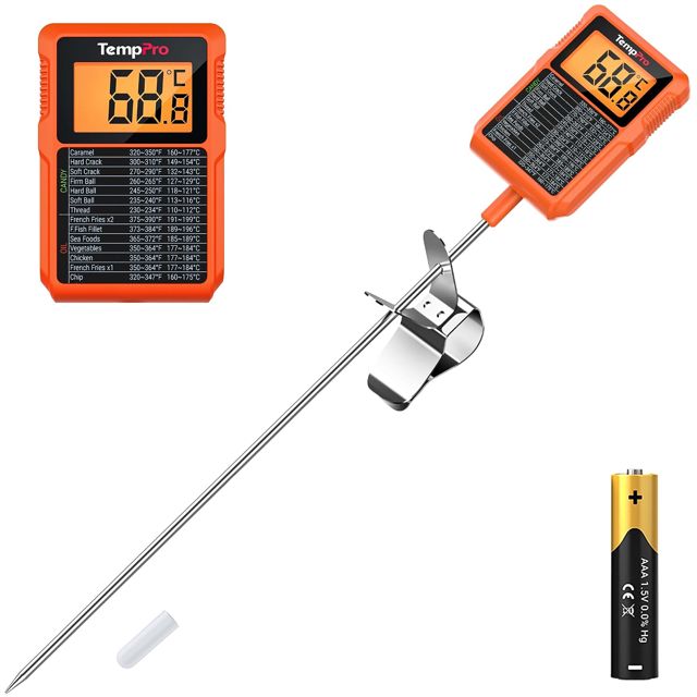 TempPro TP511 Thermomètre numérique à bonbons avec clip et sonde de 20 cm