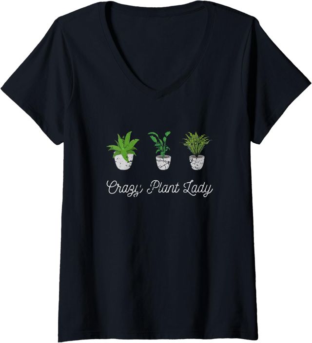Femme Crazy Plant Lady Funny Gardener Gardening Tools Garden T-Shirt avec Col en V