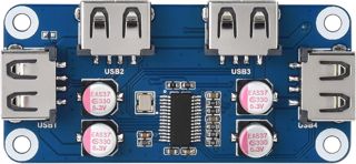 Waveshare USB HUB Hat (B) for Raspberry Pi Zero/Zero W/4B/3B/3B+, with 4X USB 2.0 Ports Support USB 2.0/1.1