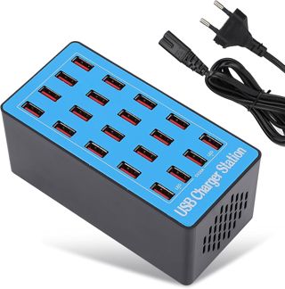 Hub USB avec 20 Ports, Protections Multi-Niveaux Hub USB 20 Ports 20A 5V Station de Charge USB à Grande Sortie pour Smartphones, Tablettes et Appareils USB (Prise EU)