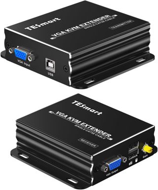 TESmart 1920 * 1200@60Hz Long Range 984ft USB VGA KVM Extender Over Cat5e Cat6 Ethernet Cable (Up to 984ft/300m, Sender+Receiver)