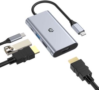 USB C to HDMI Adapter, 4 in 1 USB C Hub, Thunderbolt 3 Adapter with 2 HDMI Ports, 100W Power Supply, USB 3.0 Port for MacBook Pro/Air, Pixelbook, XPS, Galaxy, etc
