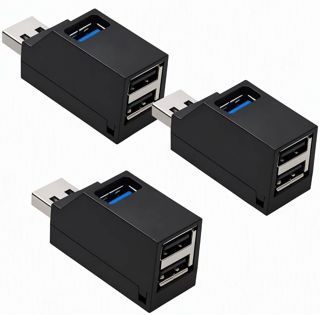 3Pcs Hub USB Mini, Hub USB 3.0 à 3 Ports (1 USB 3.0 + 2 USB 2.0), Adaptateur Portable pour Transfert Rapide de Données, Compatible avec Clés USB, Notebook, PC Portable, Clavier et Souris, Noir