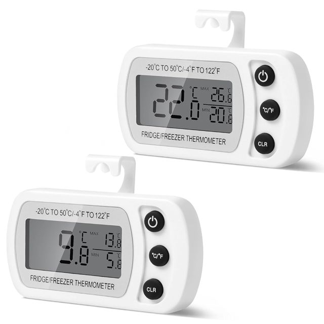 AiQlnu 2 Pièces Thermomètre Numérique pour Réfrigérateur, Magnétique Thermometre Cuisine avec Crochet, Écran LCD Facile à Lire, pour Cuisines, Restaurants, Bars, Cafés