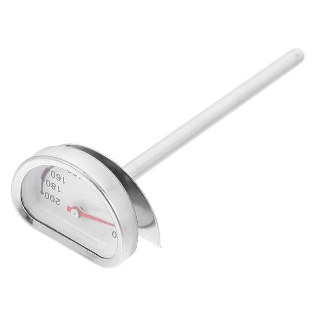 Angoily Thermomètre Solide et Fiable en Acier Inoxydable Argenté à Friture avec Support, Mesure Précise Température Cuisine et Fabrication de Bougies
