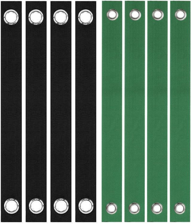 8 Sangles de Support pour Arbres avec Œillets 40x3.8cm, Tuteur Arbre Robuste pour Jeunes Plantes et Protection Contre Le Vent, Kit de 8 Pièces (4 Noires, 4 Vertes)