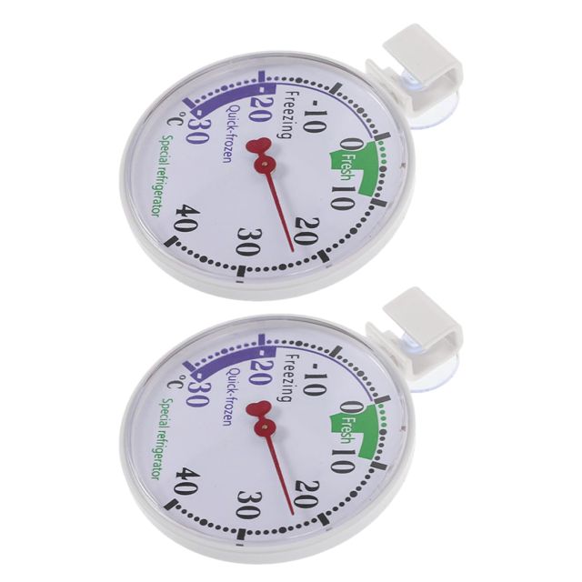 NUOBESTY Thermomètre pour Réfrigérateur Domestique 2 Pcs en Plastique Réutilisable Design Portable et Lecture Précise Adapté aux Cuisines à Domicile et Supermarchés
