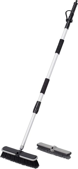 Balai de Lavage - Poignée télescopique jusqu'à 160 cm - Pression de Fonctionnement 6 Bar - Convient pour système d'emboîtement de 12,7 mm (1/2") - Balai à Eau/Brosse de Lavage/Brosse de
