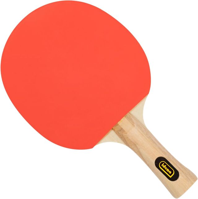 Idena 40202 - Raquette de ping-Pong Training, avec Manche en Bois et revêtement en Caoutchouc Rouge et Noir, Raquette pour débutants, Club et Loisirs