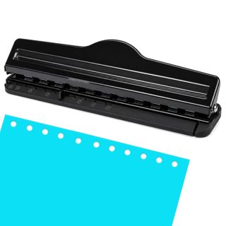 Perforatrice champignon à 11 trous, perforatrice réglable en métal, perforatrice avec capacité de 6 feuilles, perforatrice de poche pour A4, A5, A6, planificateur, classeur et classeur à anneaux, noir