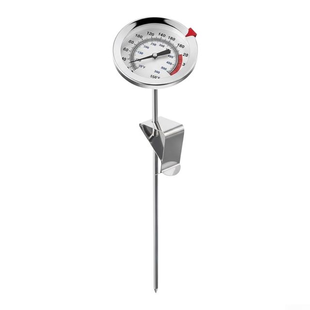Thermomètre à huile en acier inoxydable pour friteuse avec clip, thermomètre à viande pour barbecue, friture de viande, barbecue et cuisine (30 cm)