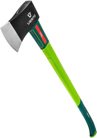 VERTO Hache professionnelle 2500 g | Plaque de tête : 1500 g | Longueur : 880 mm (35") | Manche universel en fibre de verre Hache en bois Hachette à fendre hache à main Hachette forestière verte |
