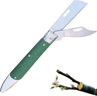 Couteau de Greffage Pliant,Couteau Pliable Greffe D'élagage,Couteau Greffe Lame Double,Couteau à Greffer Pliable,Couteau de Jardinage de Greffage,pour Arbre Fruitier de Jardin Horticultural Knife