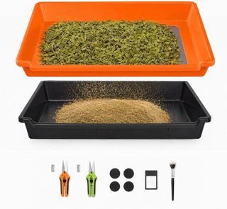 Trim-Bin Bac de Coupe Rectangulaire, avec Tamis à Mailles Fines de 150 microns, Ciseaux, Une Carte grossissante et Une Brosse. Convient aux Jardins, aux serres