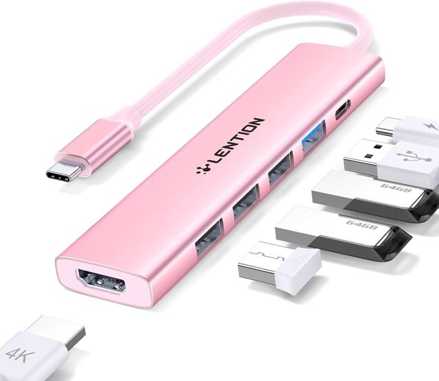 LENTION Hub USB C avec Charge PD 100W, HDMI 4K, 4 Ports de Données USB-A