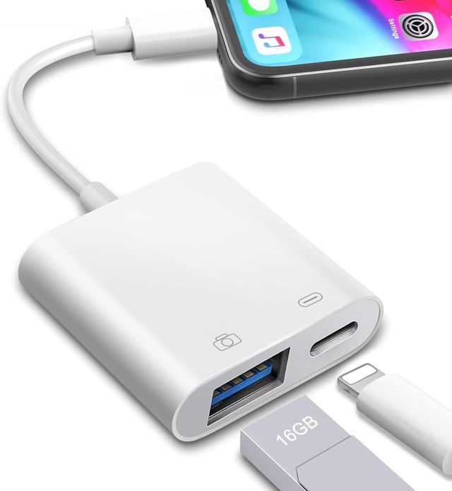 Loydia Adaptateur Lightning vers USB 3.0 avec Port de Charge Rapide, Adaptateur USB Caméra OTG Adaptateur pour iphone14/13/12/11 Flash Drive, Souris, Clavier
