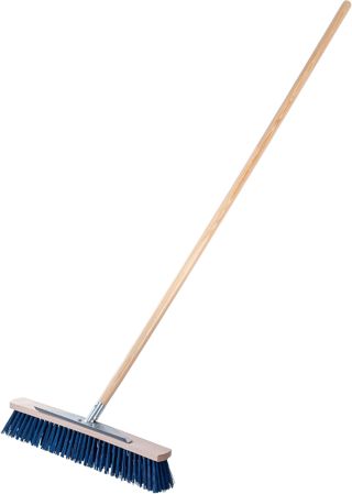 KADAX Balai de rue avec bord à gratter 2 en 1 Balai de Route Balai industriel à long manche en bois Balai de salle en plastique (40 cm)