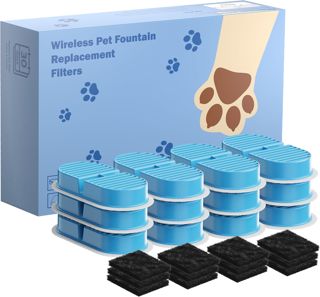 VKIMISS Fontaine pour chat sans fil 12 filtres : filtre fontaine pour chat - filtre fontaine à eau pour chats - filtration multiple - élimination des impuretés - 6 filtres à charbon actif + 6 filtres