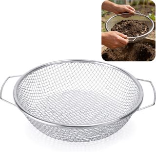 GIONAR Tamis de jardin en acier inoxydable avec poignée de 30 cm