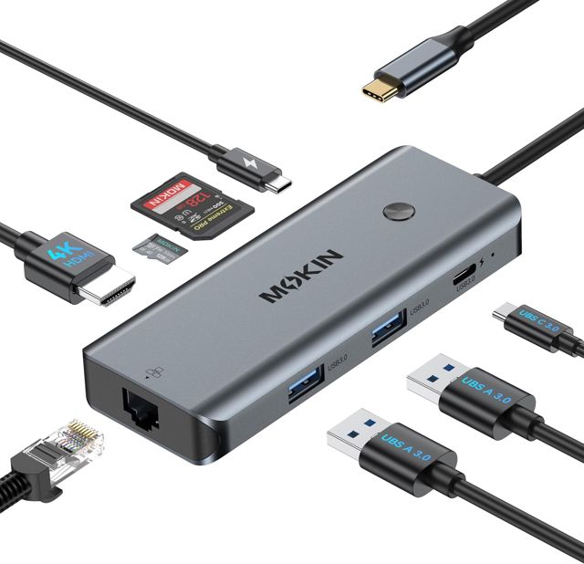 Hub USB C Multiport, 8 en 1 Adaptateur USB C HDMI 4K pour MacBook Pro/Air