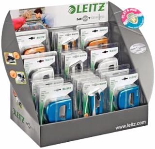 Leitz NeXXt Perforatrice/agrafeuse Counter Display 16 pièces Perle métallique Blanc/bleu/orange