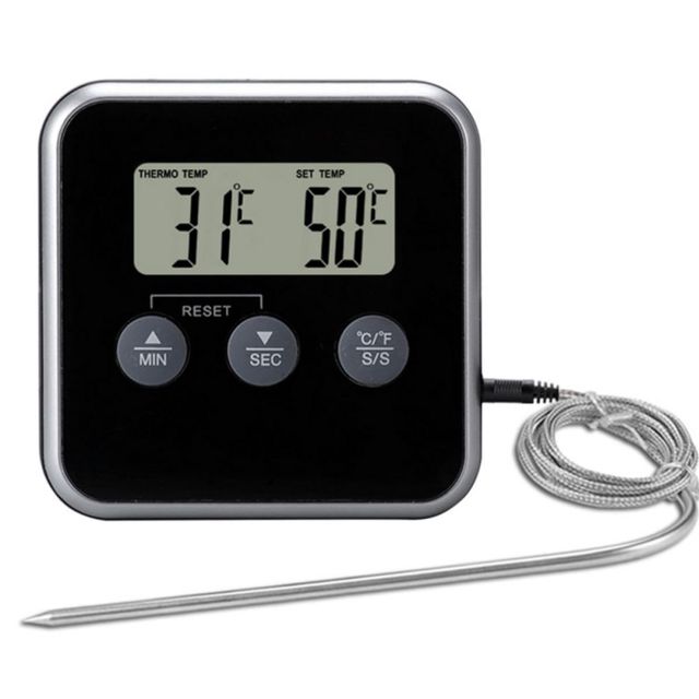 Thermomètre à Viande Numérique et Minuteur Cuisine, Usage Four
