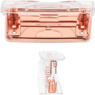 SEWACC Perforatrice à 2 Trous et Outil D'extraction D'ongles de Bureau Transparent Rose Doré, Petit Arrache-agrafes Portable, Ensemble 2 Pièces pour Organisation de Documents