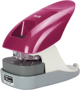 PLUS Agrafeuse sans agrafes de bureau 2en1 perforeuse -10 feuilles - bordeaux