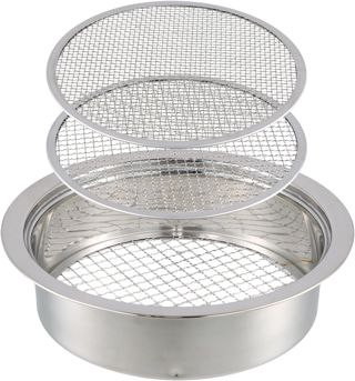 Tamis de jardin en acier inoxydable, Tamis Jardinage, Tamis de Terre 3 en 1 en Acier avec 3 Inserts Interchangeables 3mm, 6 mm, 9 mm, Tamis de Jardin Rond, Tamis à Compost pour Terre Compost Semences