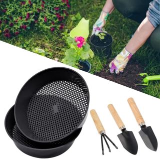 3PCS Tamis de Jardin en Plastique Tamis de Jardinage Tamis à Sable Tamis à Compost Tamis à Terre Plantes Succulentes Sable Pierre Filtre Outil Jardinage Tamis (Noir)