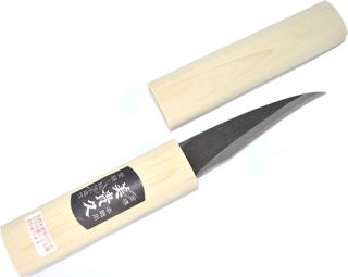 Couteau Artsianal Japonais Kiridashi Greffoir Bouture Lame Courbe Carbone - Forgé à la Main au Japon (Polie)