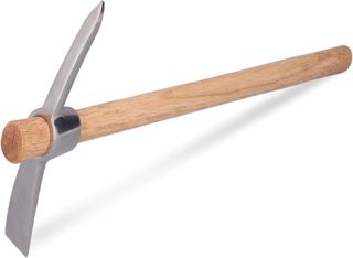 Pioche de Jardin de 40 cm/15,7 pouces, Houe de Pioche en Acier Inoxydable Binette Jardinage Desherbage Pioche Solide et Durable Outils de Houe de Jardinage Agricole avec Manche en Bois