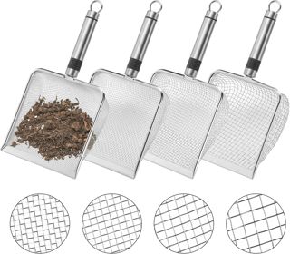 GIONAR Lot de 4 tamis de jardin en acier inoxydable