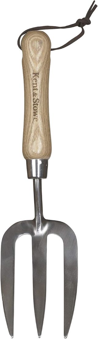 Kent & Stowe Fourche de Jardin à Main – Fourche à Fleurs en Acier Inoxydable, Fourchette de Jardin à Manche Court en frêne, Longueur : 31 cm