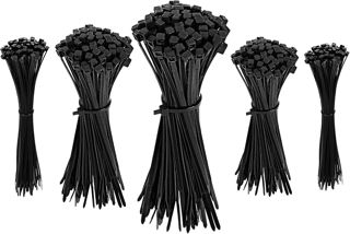 Amazon Basics Serre-câbles réglables, colliers de serrage pour gestion des câbles, 100/120/150/200/300 mm, 500 unité, lot de 1, noir