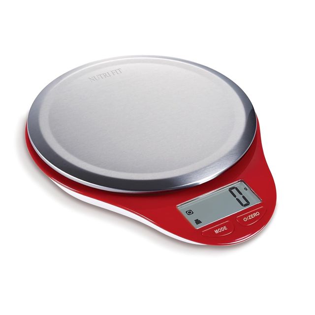 NUTRI FIT Balance de cuisine numérique en acier inoxydable, 5kg/11lb, Rouge