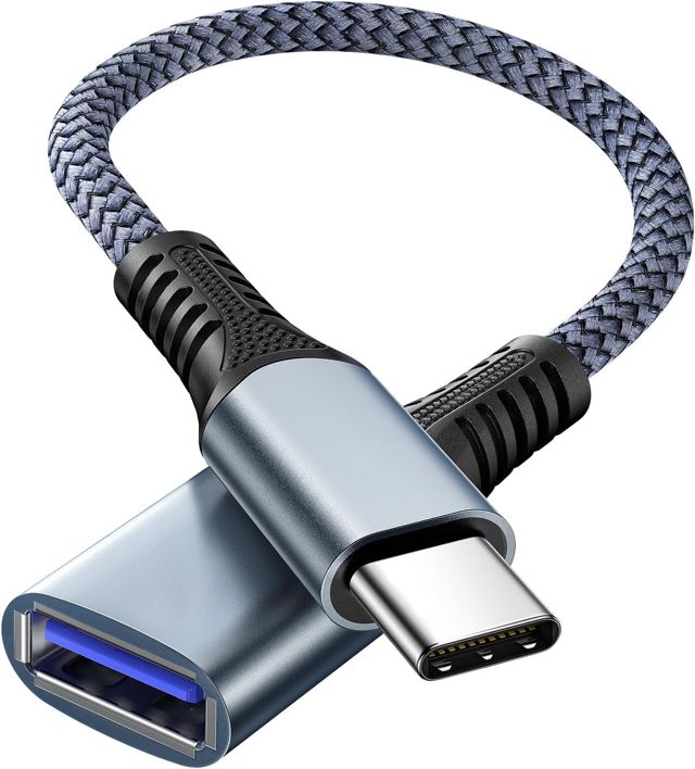 ANDTOBO Adaptateur USB C vers USB 3.0 OTG, USB C Mâle vers USB 3.0 Femelle OTG Câble Thunderbolt3 on The Go pour iPhone 16/15 Pro Max Plus, Samsung Galaxy S23/S22/S21/S20/S23 Ultra, MacBook Pro/Air