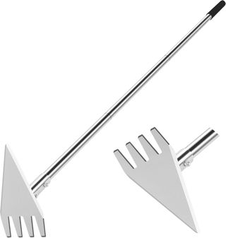 BARAYSTUS Binette 2 en 1, Manche Long 146.5cm, Lame Tranchante, Houe à Sarcler pour Désherber, Planter, Ameublir et Creuser des Sillons, Outil en INOX Robuste pour Potager et Jardin