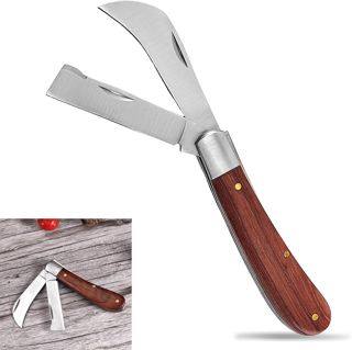 Serpette, Couteau de Jardin à 2 Lames, Couteau à Bourgeonner Pliable