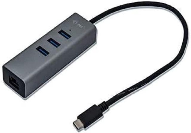 i-tec USB-C Métal 3-Port USB HUB avec Gigabit Ethernet Adapter 1x USB-C vers RJ-45 3x USB 3.0 Port pour Windows MacOS Linux Android Thunderbolt 3 Compatible