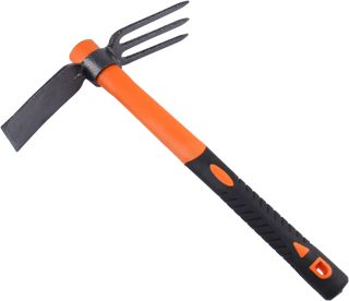 LUBAN Houe plate avec herminette forgée durable et poignée ergonomique en fibre de verre antidérapante 38,5 cm/15 pouces, houe à une tête pour le jardinage, la chasse, l'aménagement paysager extérieur