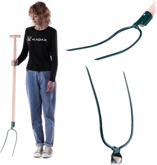 KADAX Fourche à Foin, Fourche à bêcher, Fourche à bêcher, Fourche à fumier, Fourche pour Le Jardin, Fourche en Fil de Fer avec Manche en Bois, Fourche de Jardin en Acier de Haute qualité