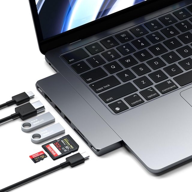 SATECHI Hub USB C 7-en-1 Pro Slim, USB4 40Gbps, HDMI 4K, 100W, Minuit